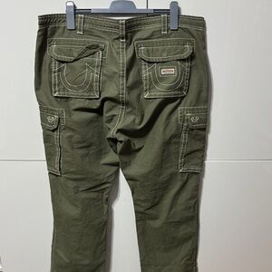 True Religion Green Straight Leg Cargo Pants